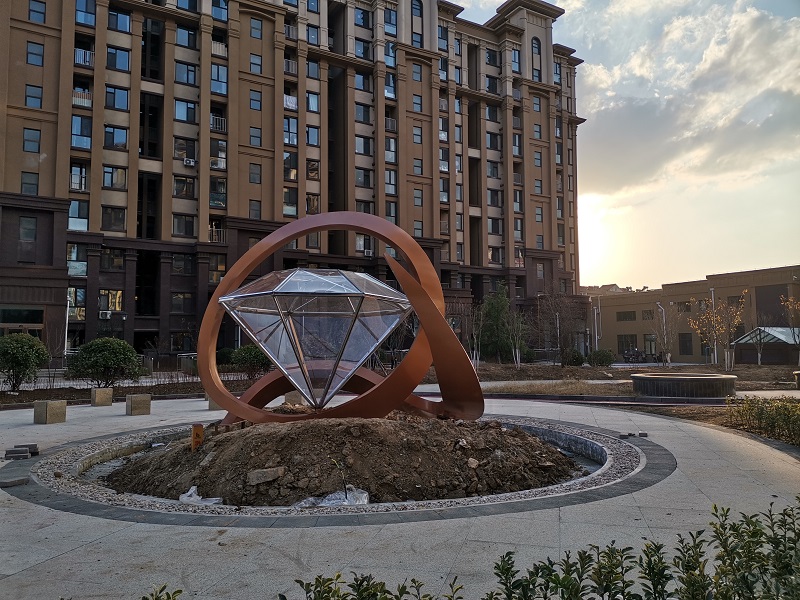 蓬莱不锈钢钻石&水晶雕塑